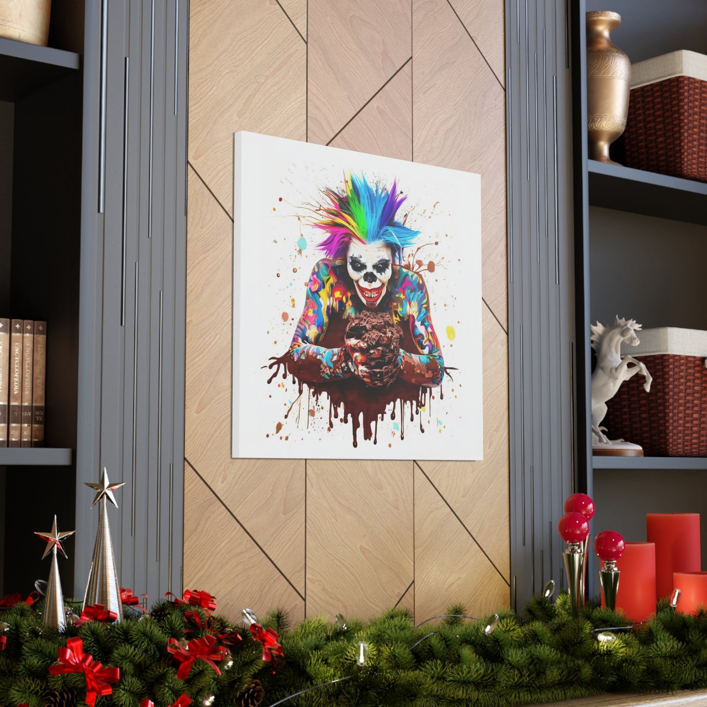 Creepy Clown Chocolate Ice Cream - Canvas Wall Art
