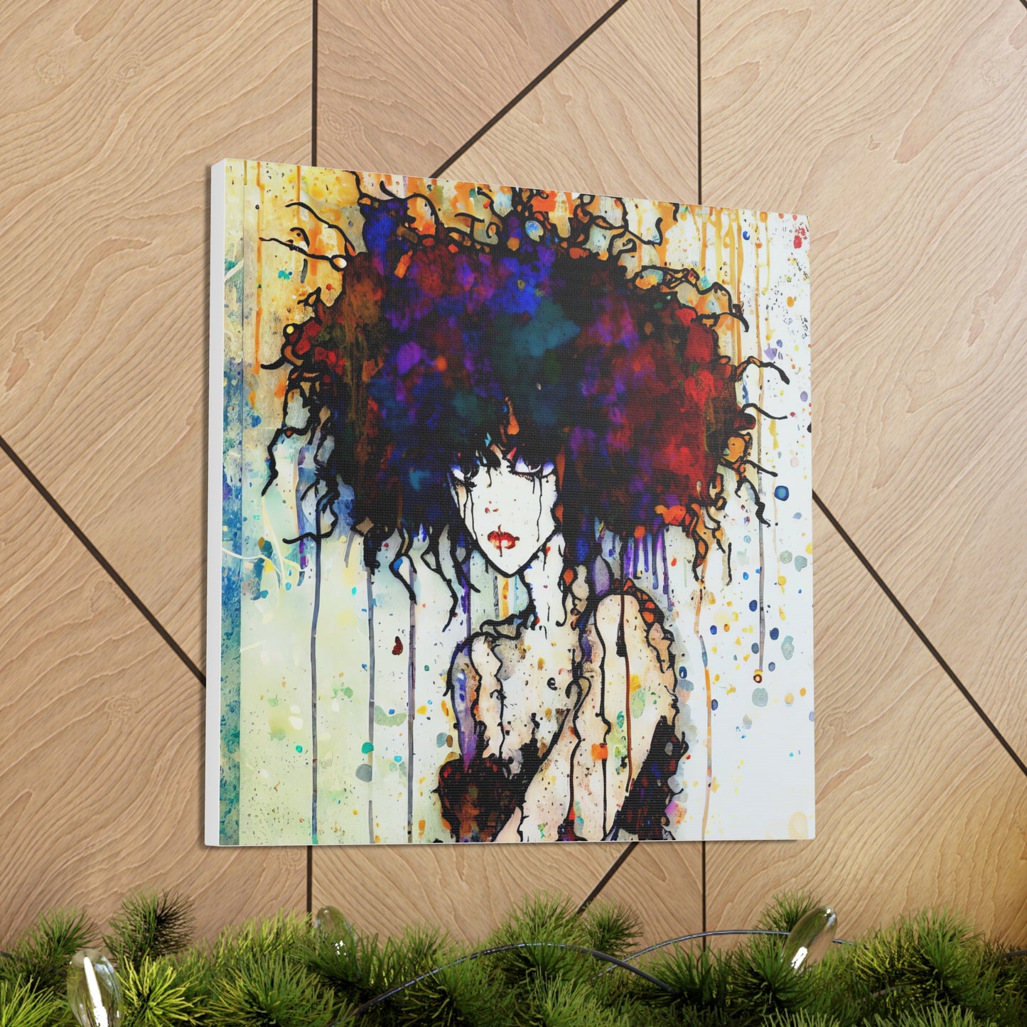 Girl with Big Hair - Canvas Wall Art