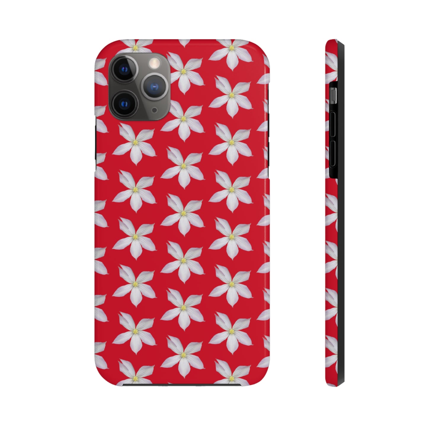 White Clematis Red Tough Phone Case