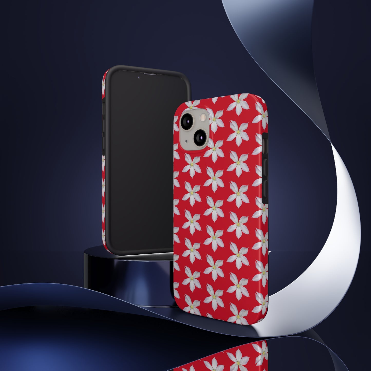 White Clematis Red Tough Phone Case