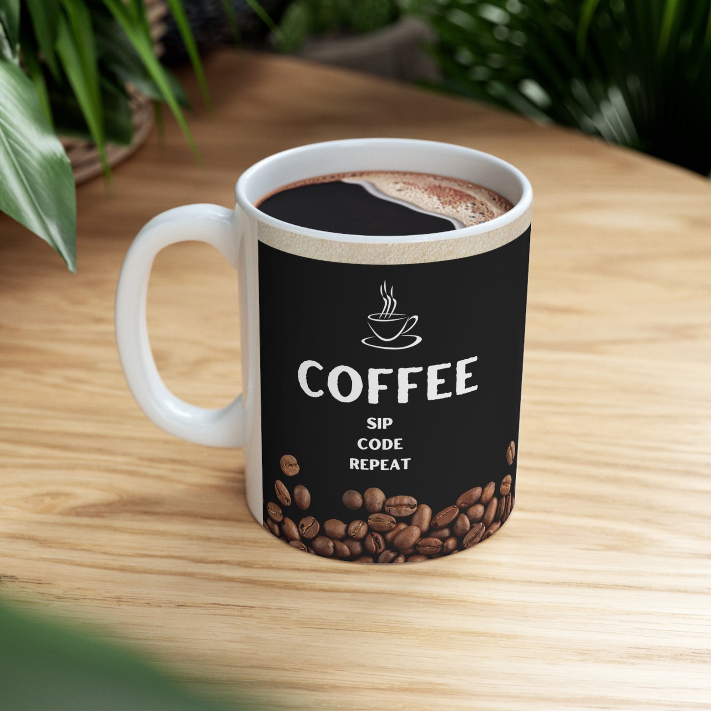 Black Coffee Mug 11oz - Sip, Code, Repeat