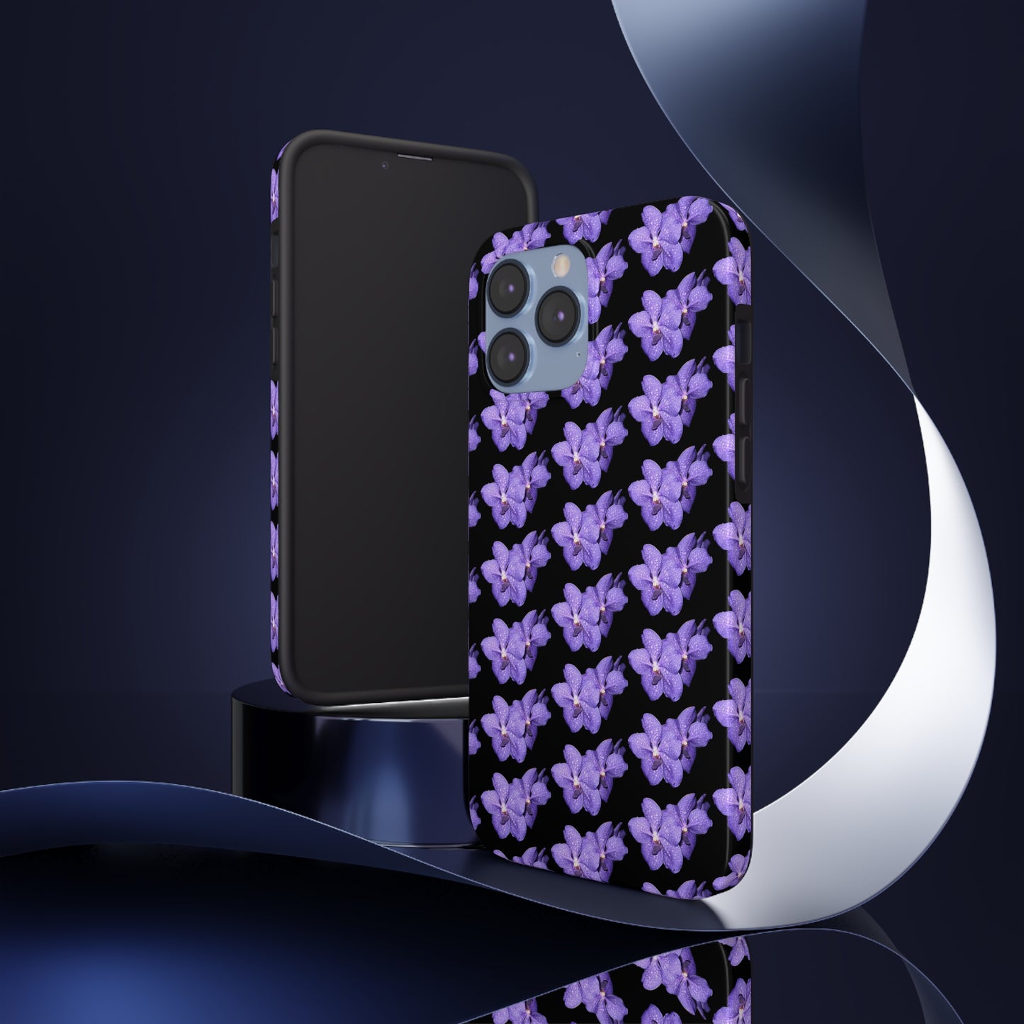 Blue Orchid Black Tough Phone Case