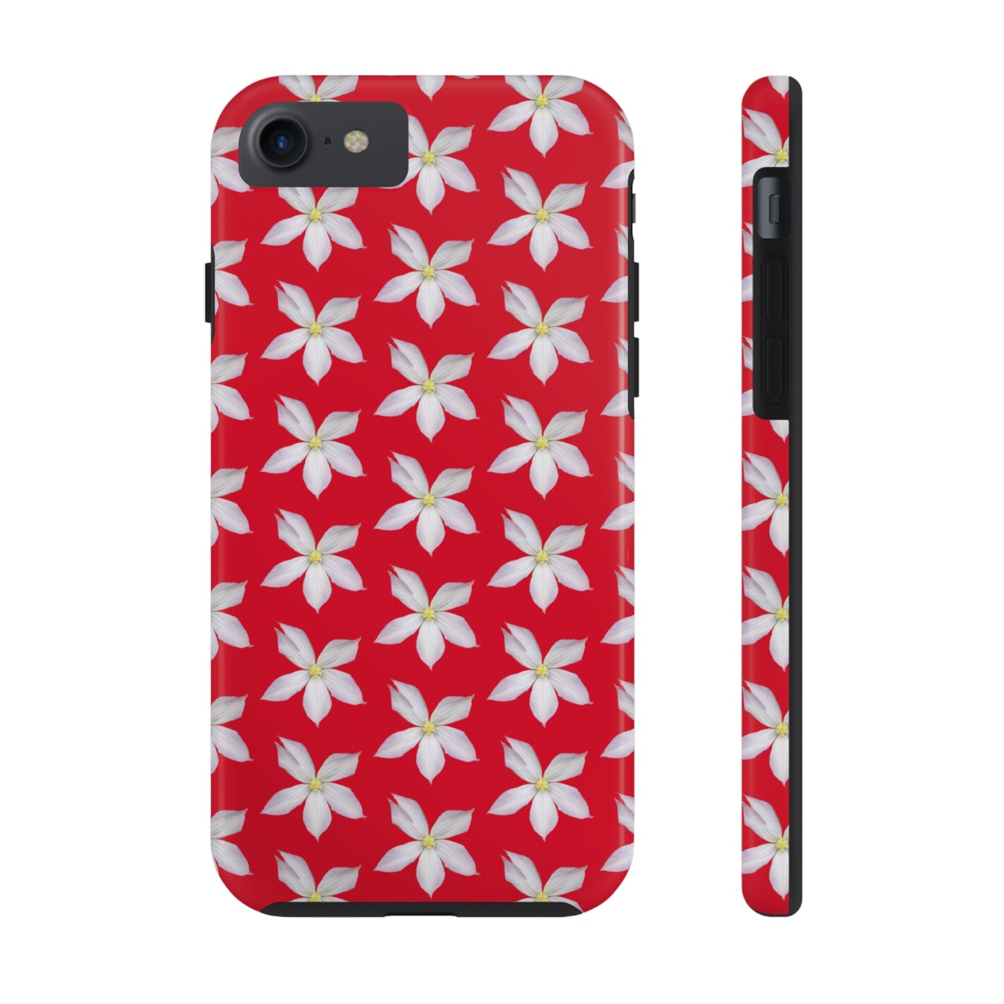 White Clematis Red Tough Phone Case