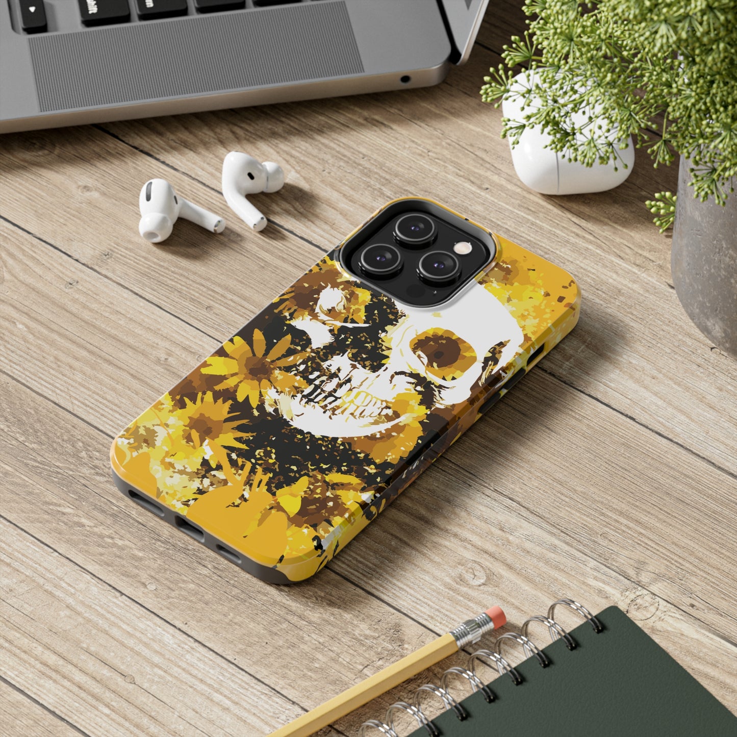 Sunflower Skull Tough Phone Case