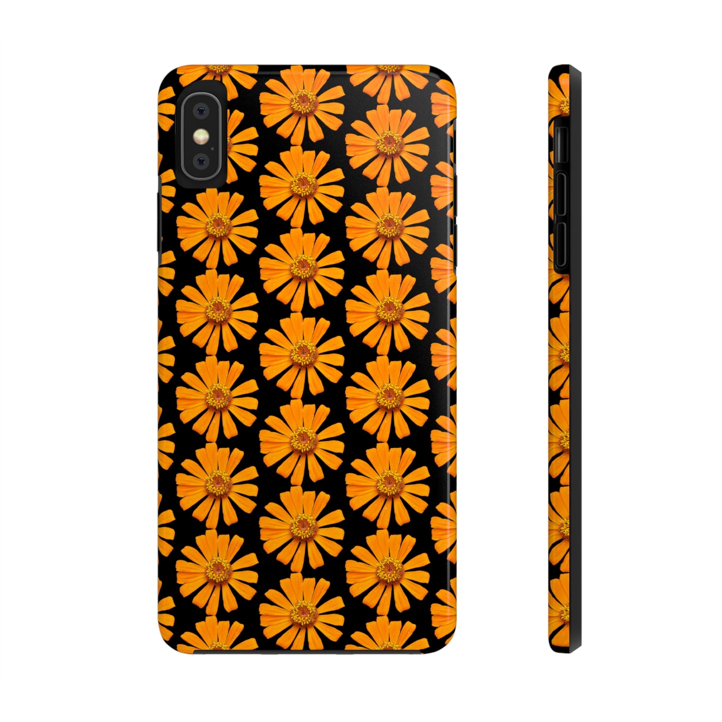 Orange Zinnia Black Tough Phone Case