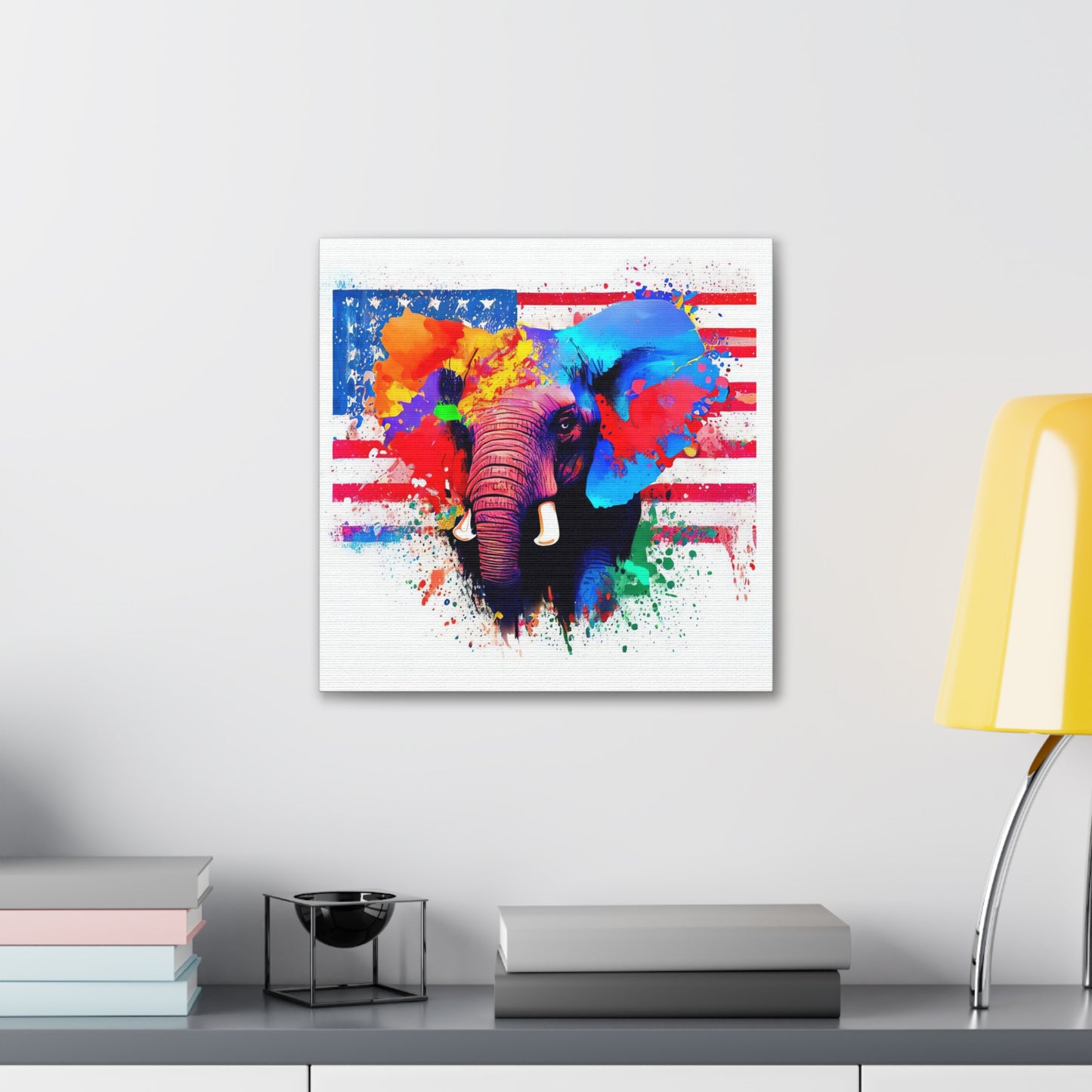 Elephant American Flag - Canvas Wall Art