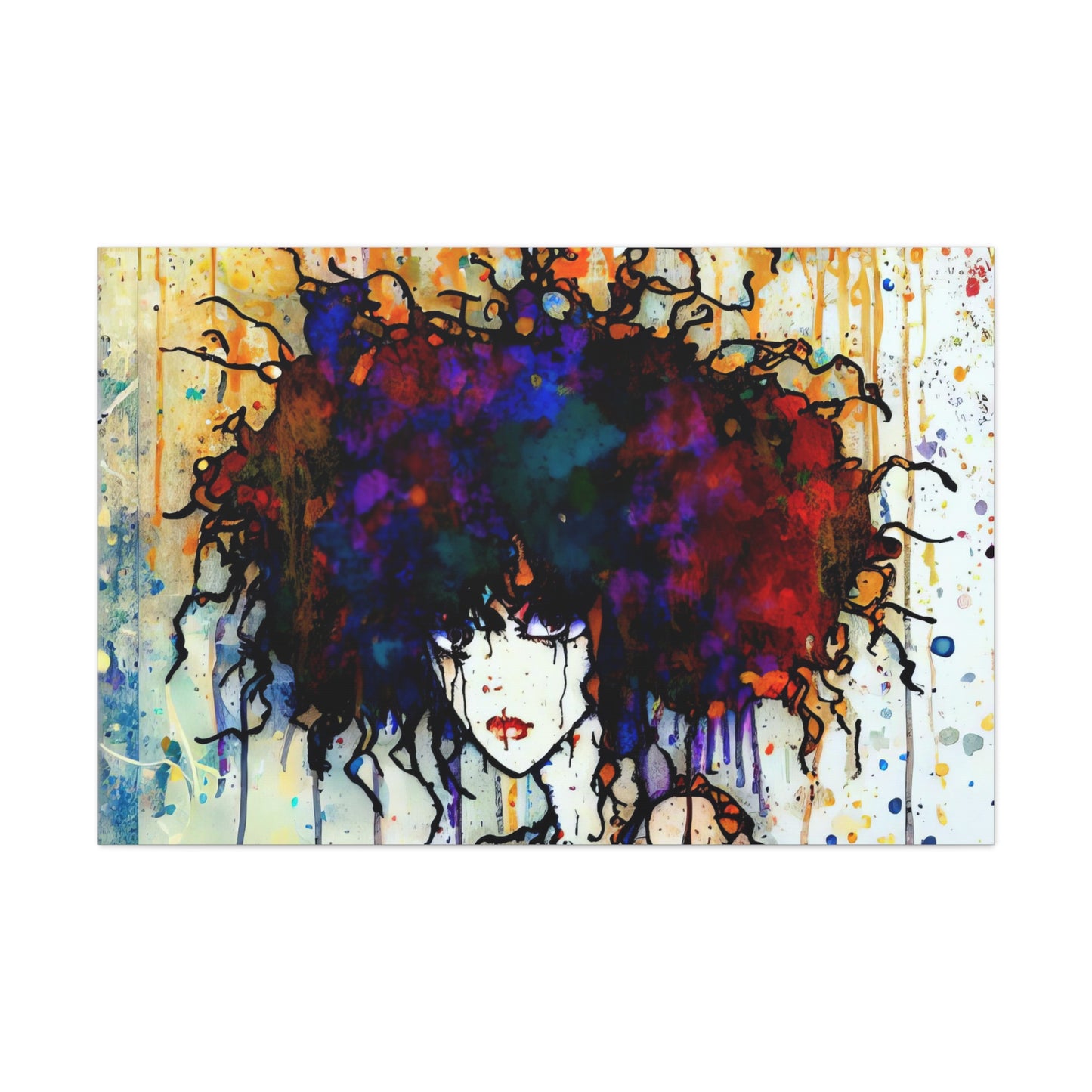 Girl with Big Hair  - Canvas Wall Art