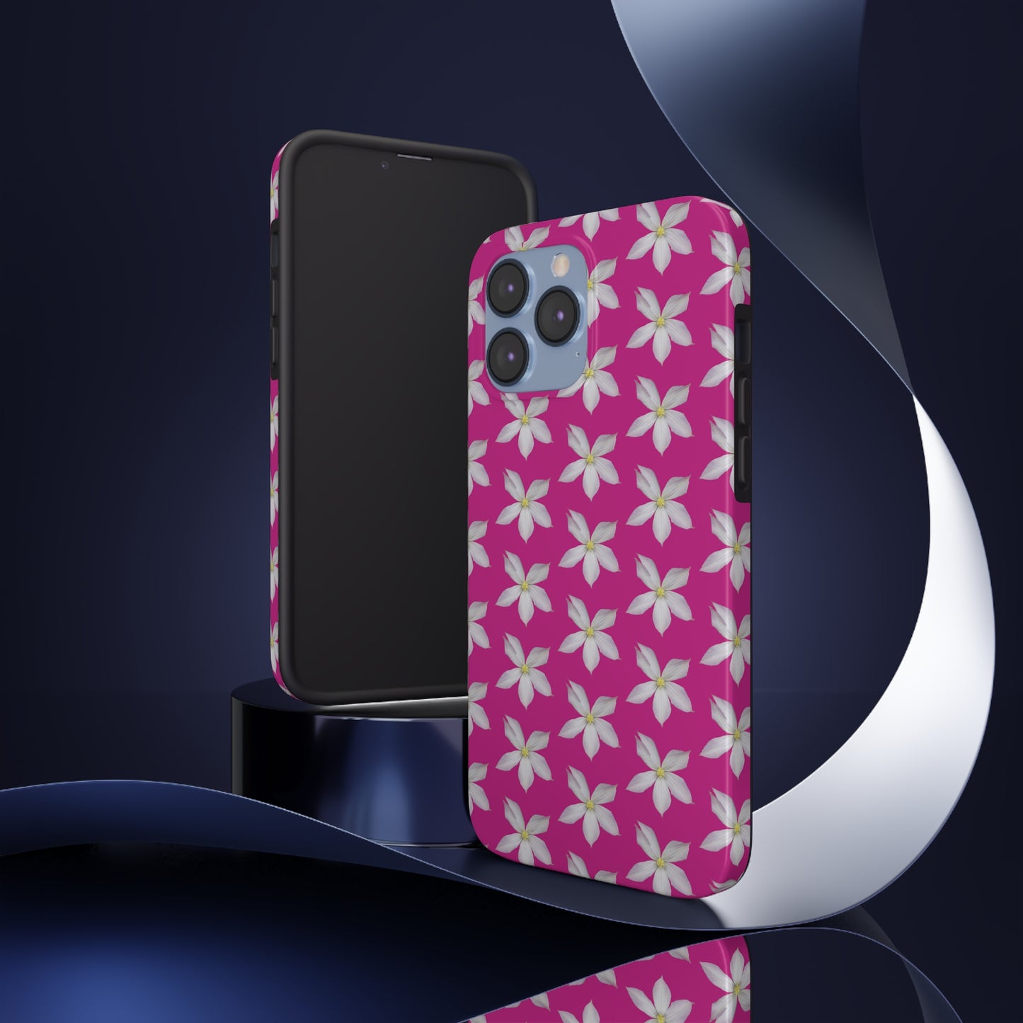 White Clematis Pink Tough Phone Case