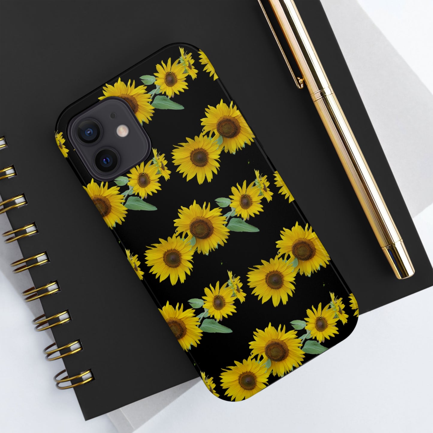 Sunflower Cluster Black Tough Phone Case