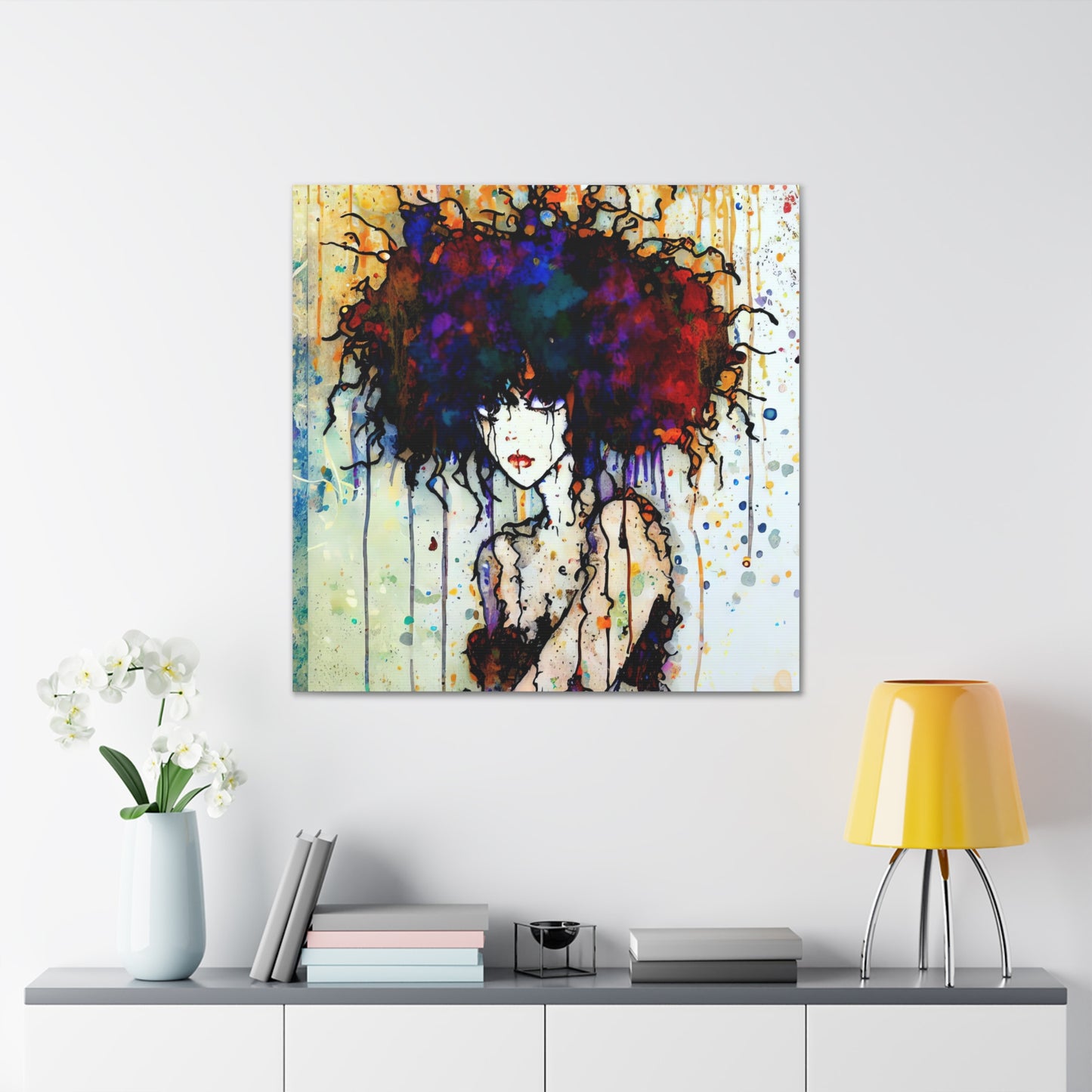 Girl with Big Hair  - Canvas Wall Art