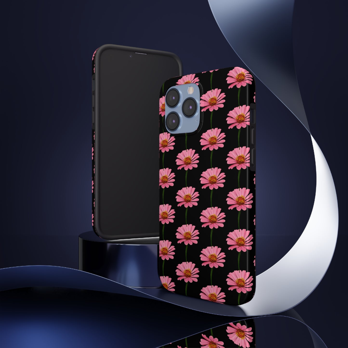 Pink Zinnia Black Tough Phone Case