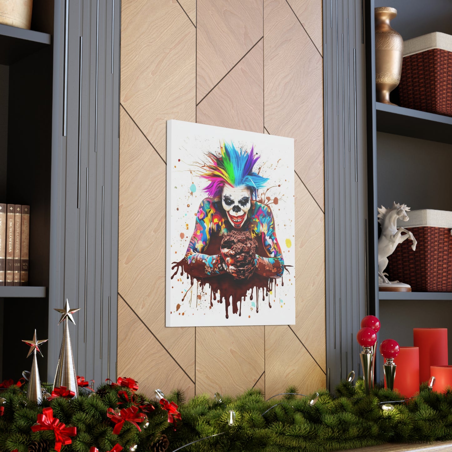 Creepy Clown Chocolate Ice Cream  - Canvas Wall Art