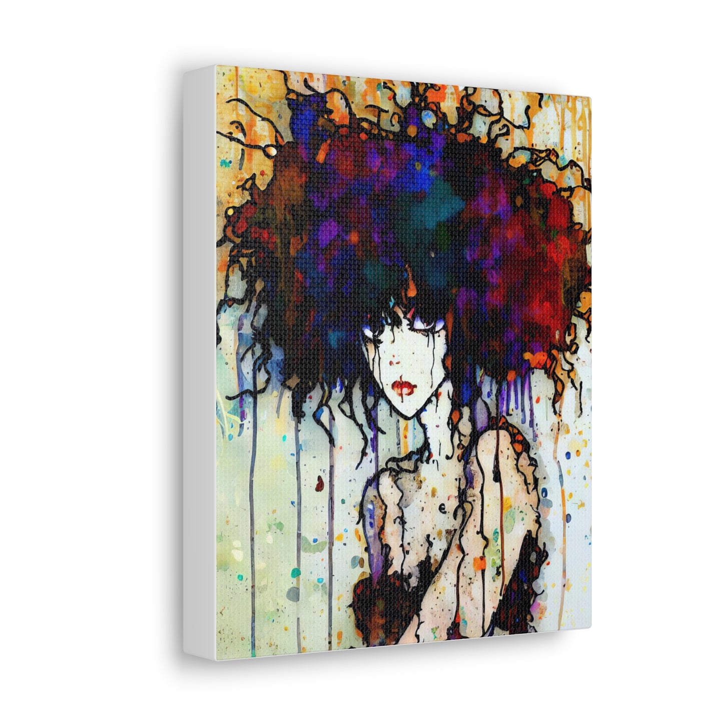 Girl with Big Hair  - Canvas Wall Art