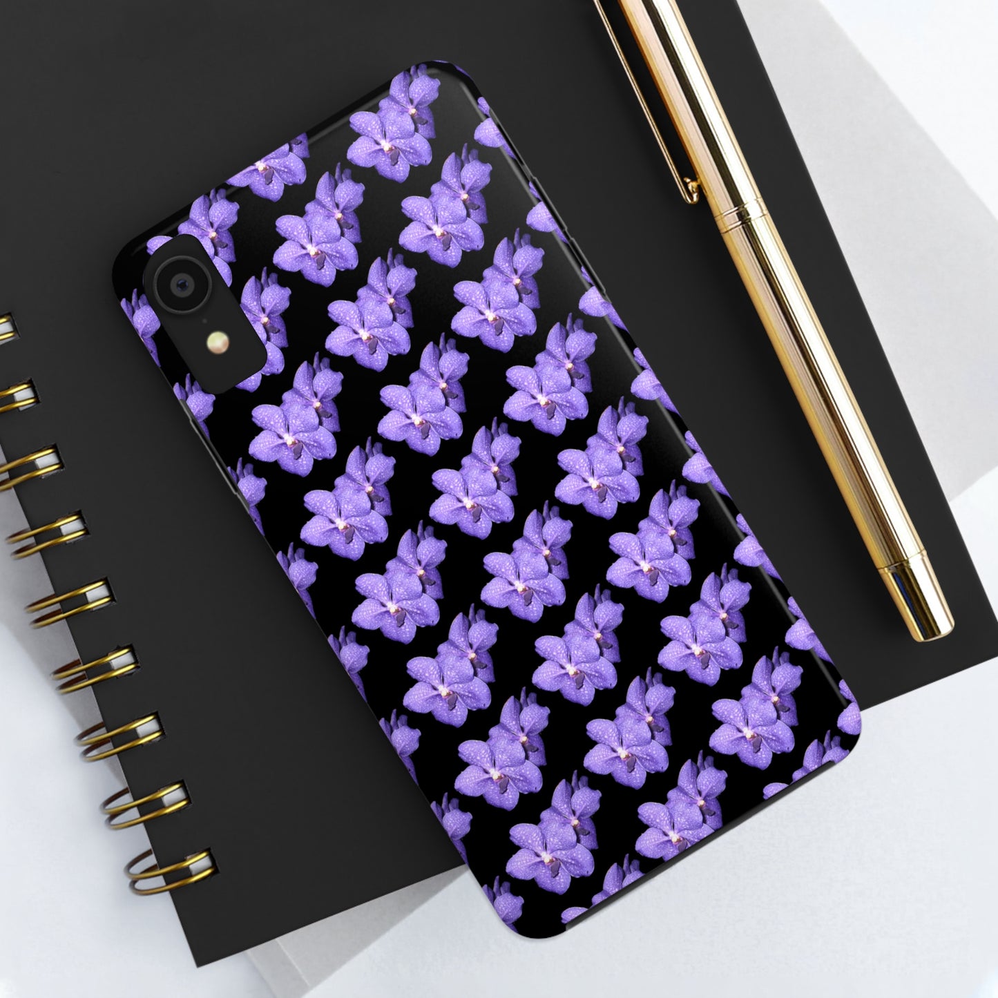 Blue Orchid Black Tough Phone Case