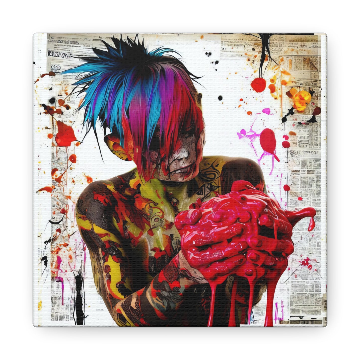 Tattooed Boy with Big Heart  - Canvas Wall Art