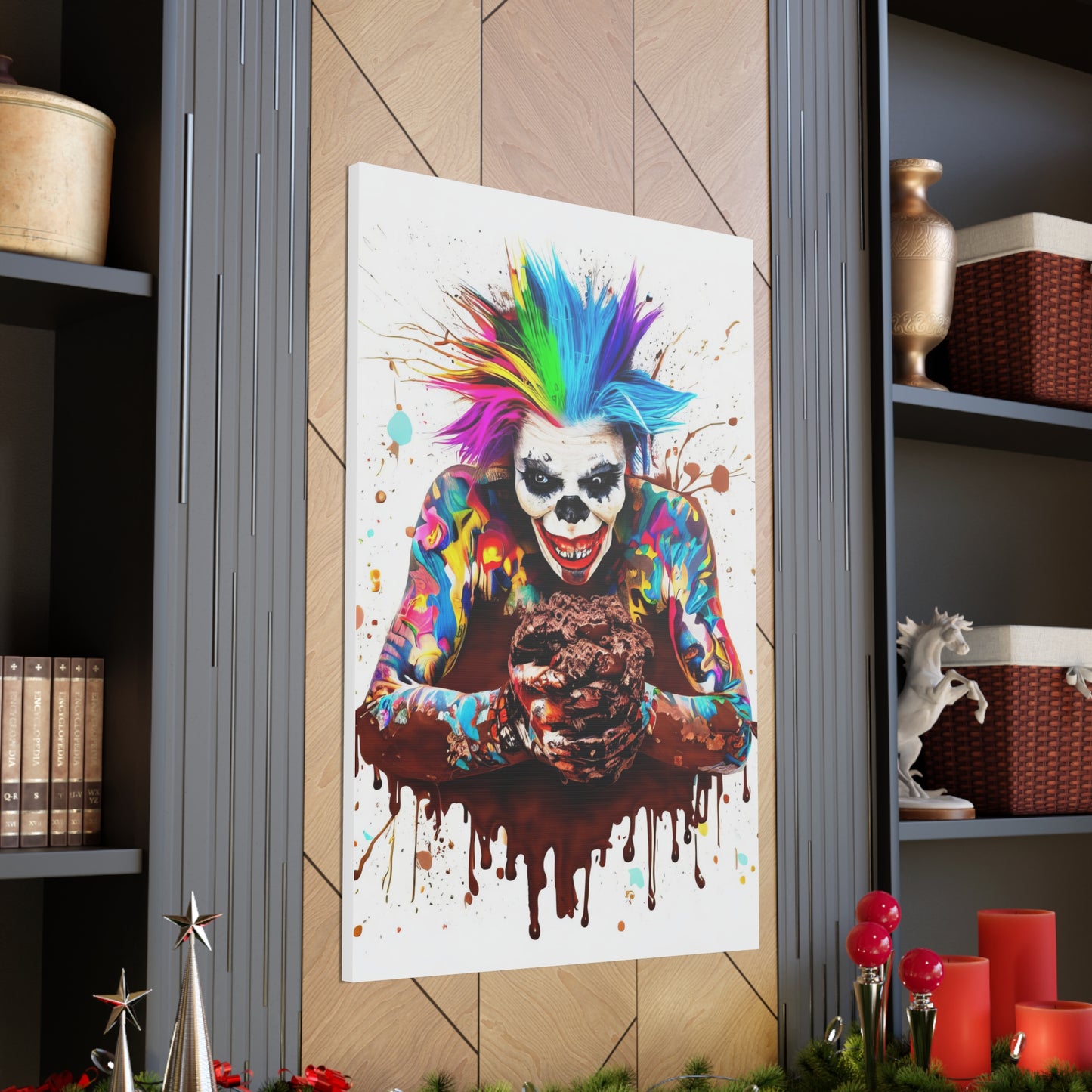 Creepy Clown Chocolate Ice Cream  - Canvas Wall Art