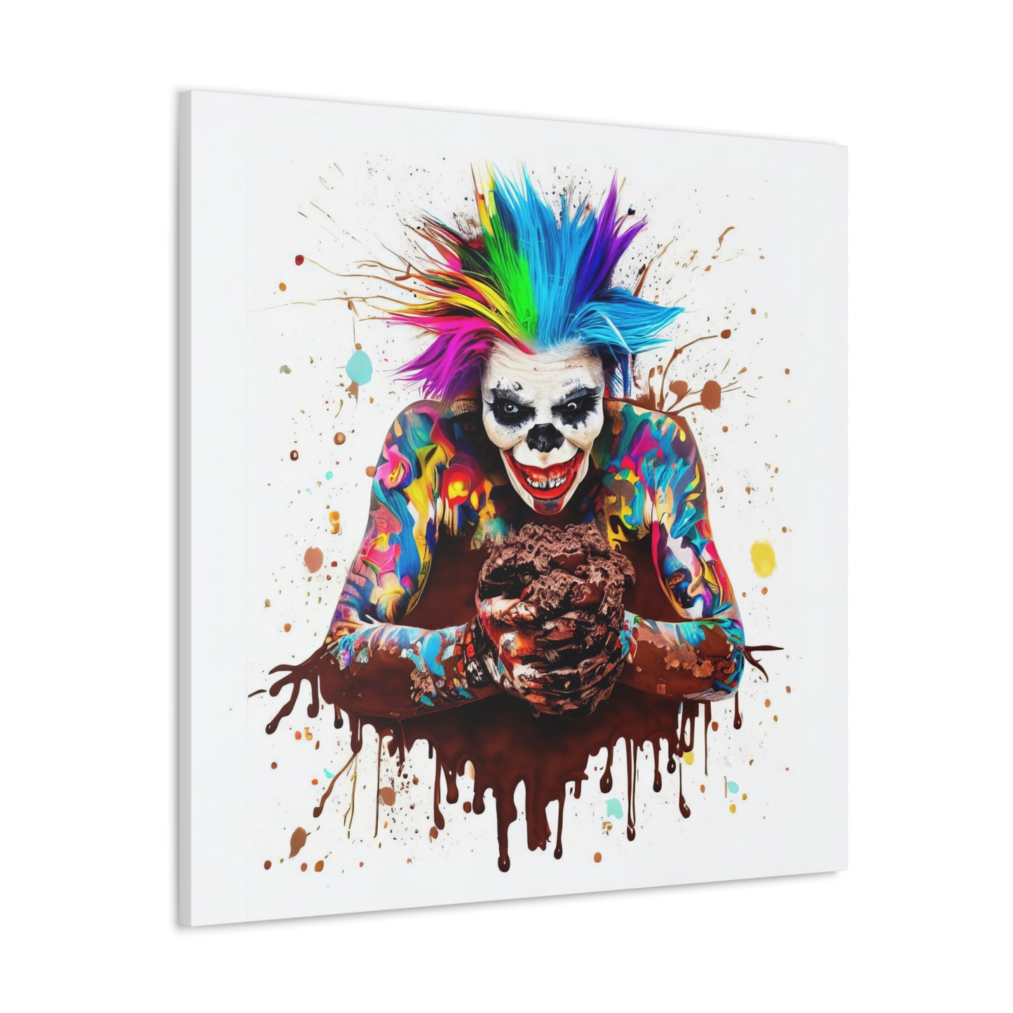 Creepy Clown Chocolate Ice Cream  - Canvas Wall Art