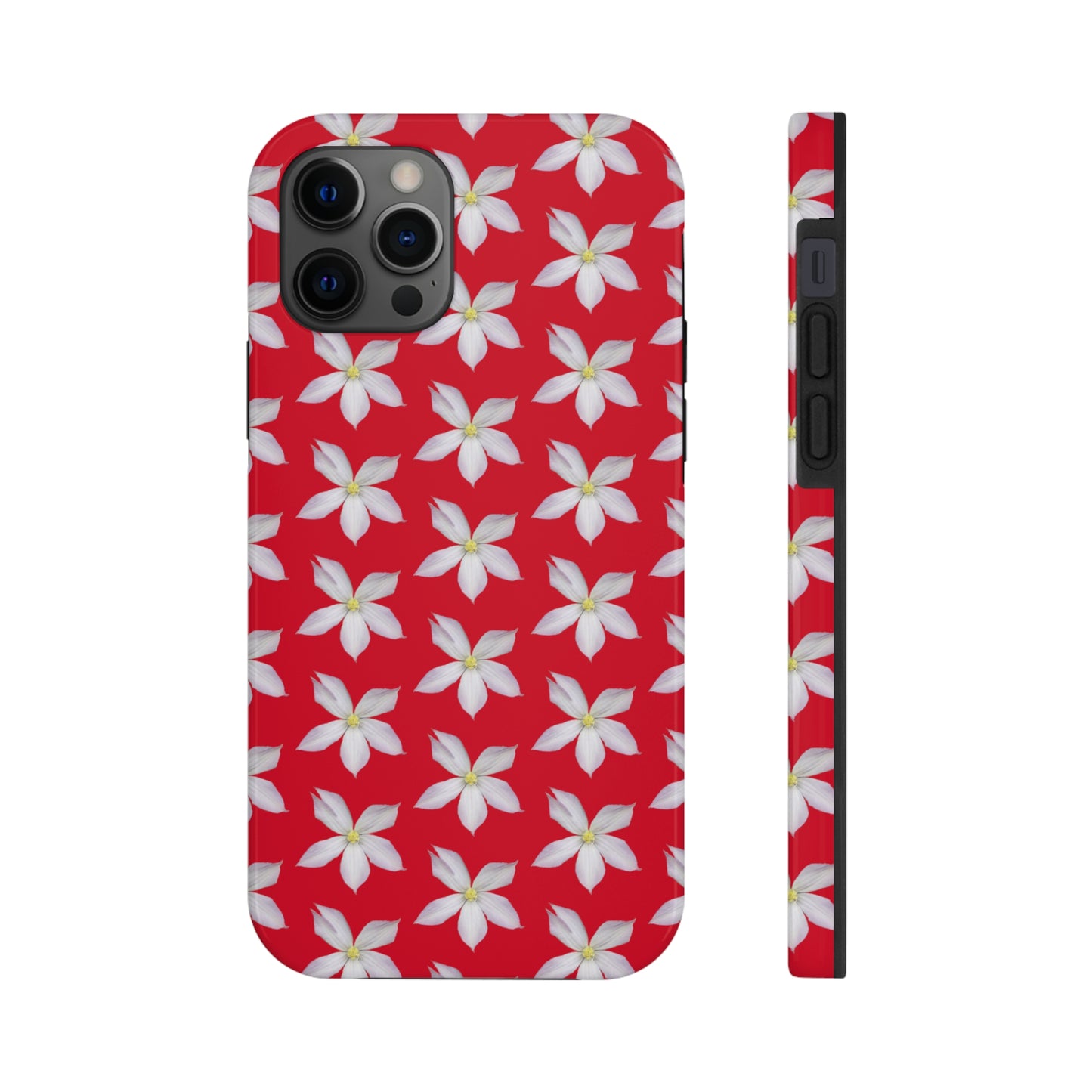 White Clematis Red Tough Phone Case