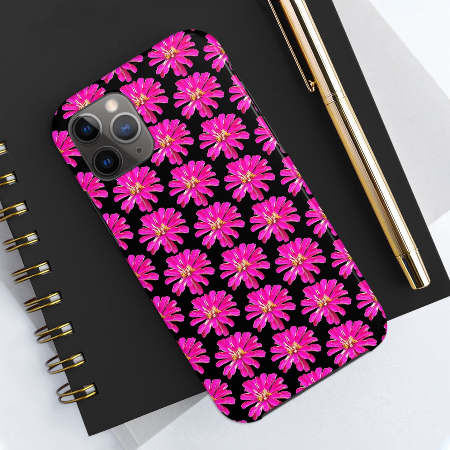 Pink Zinnia Black Tough Phone Case