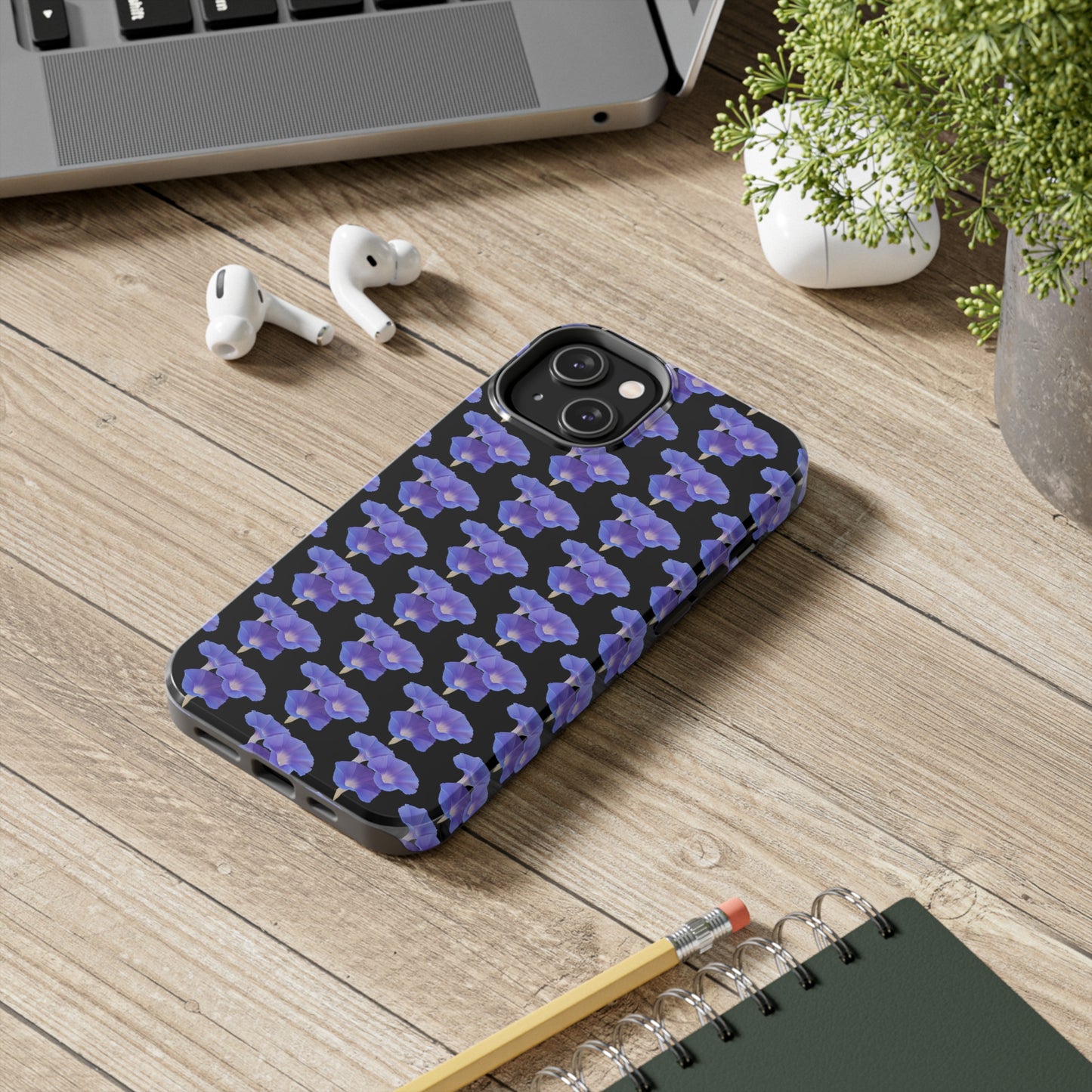 Purple Morning Glory Black Tough Phone Case