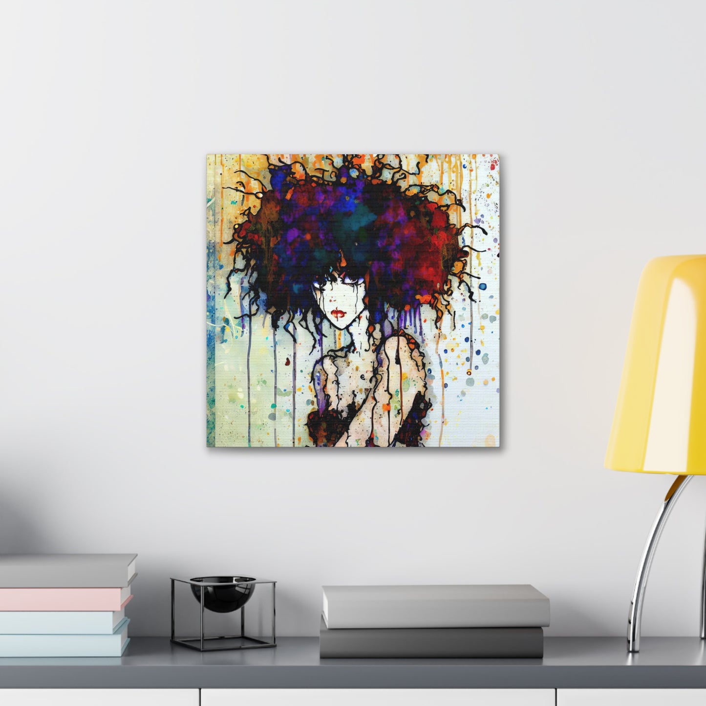 Girl with Big Hair  - Canvas Wall Art