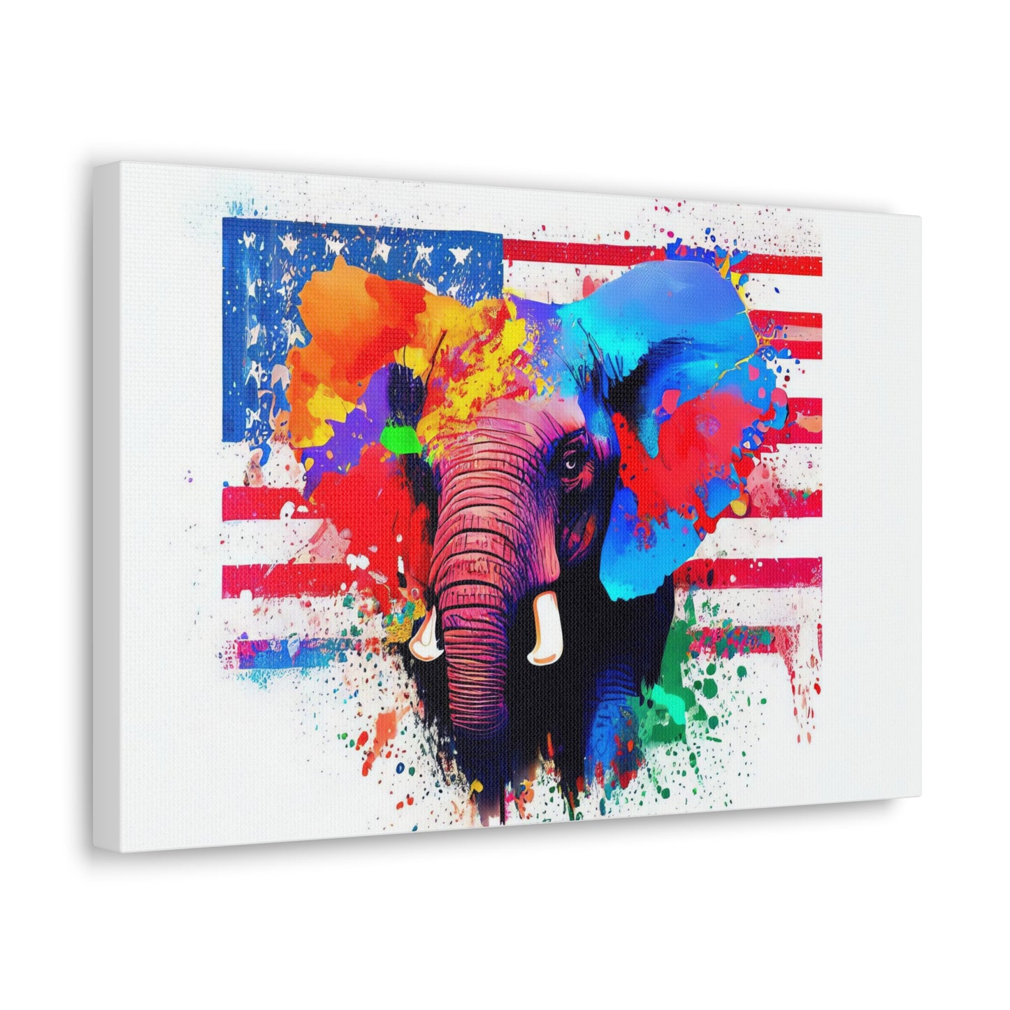 Elephant American Flag - Canvas Wall Art