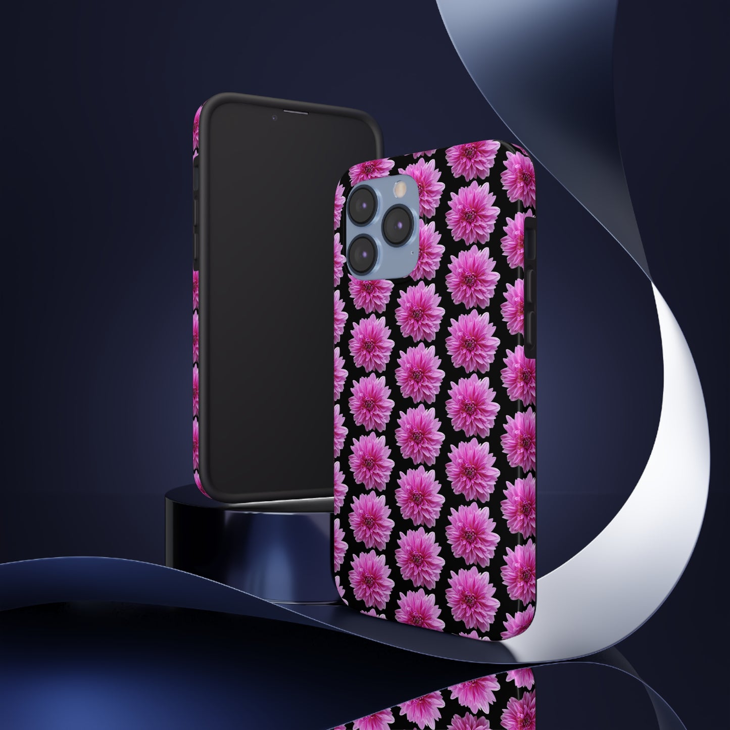 Pink Dahlia Black Tough Phone Case