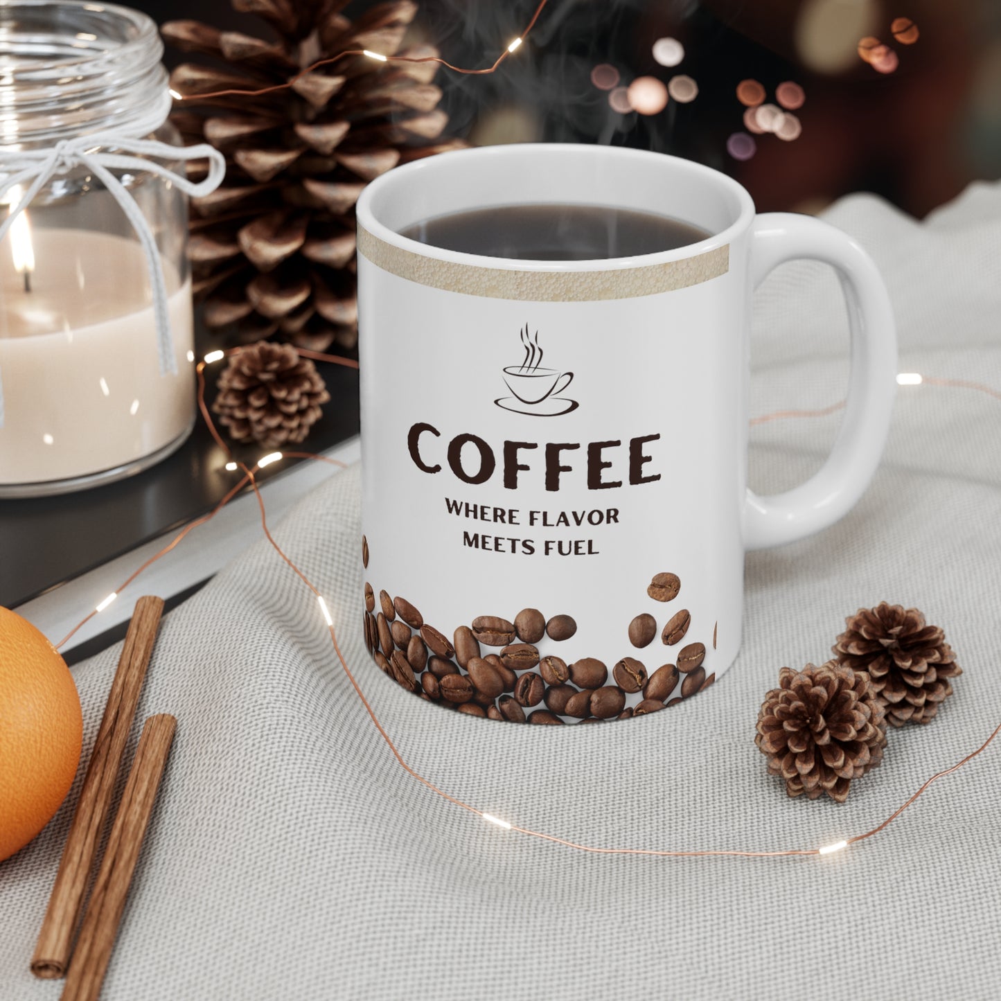 White Coffee Mug 11oz - Where Flavor Meets Fuel