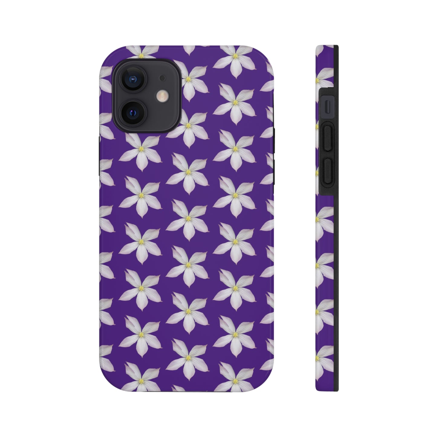 White Clematis Purple Tough Phone Case