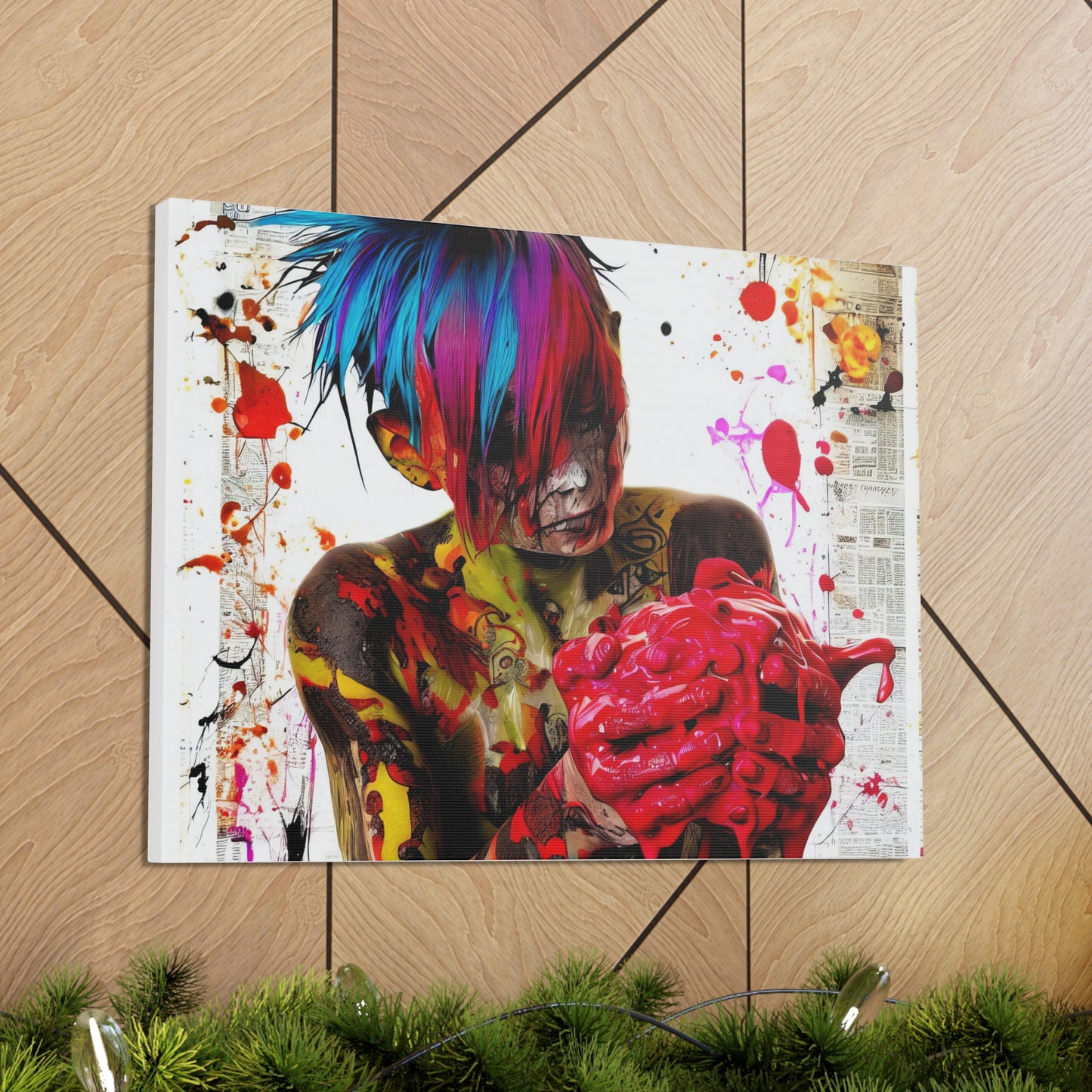 Tattooed Boy with Big Heart  - Canvas Wall Art