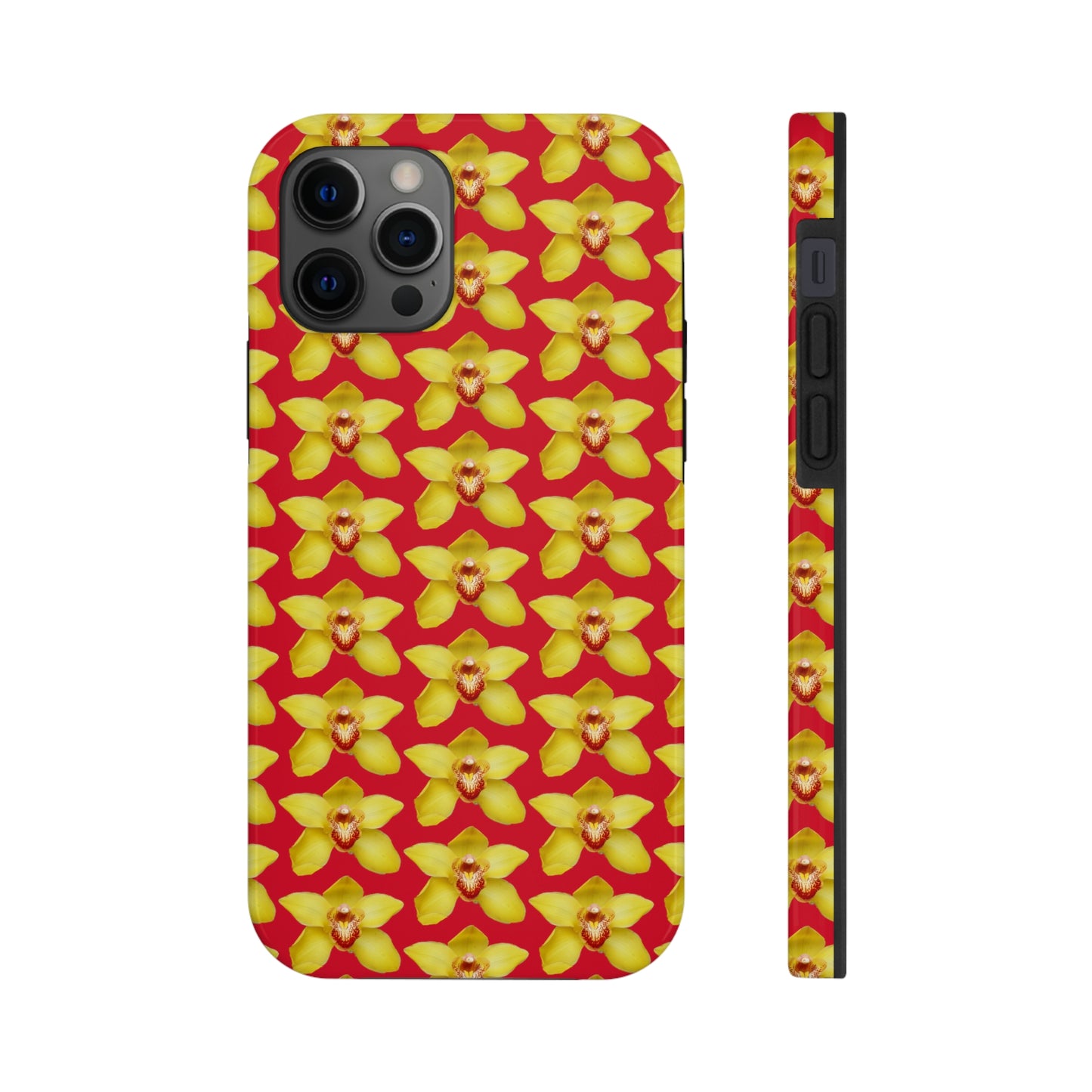 Yellow Cymbidium Orchid Red Tough Phone Case