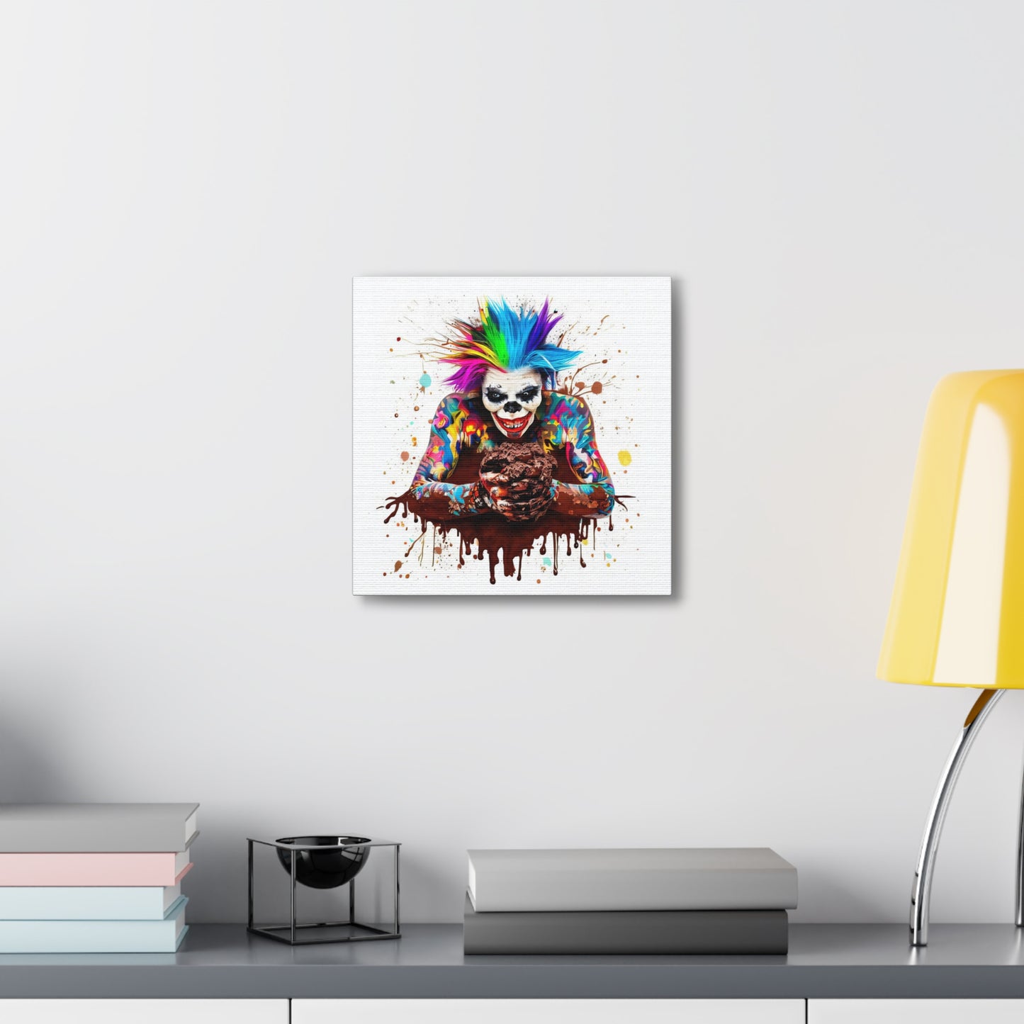 Creepy Clown Chocolate Ice Cream  - Canvas Wall Art