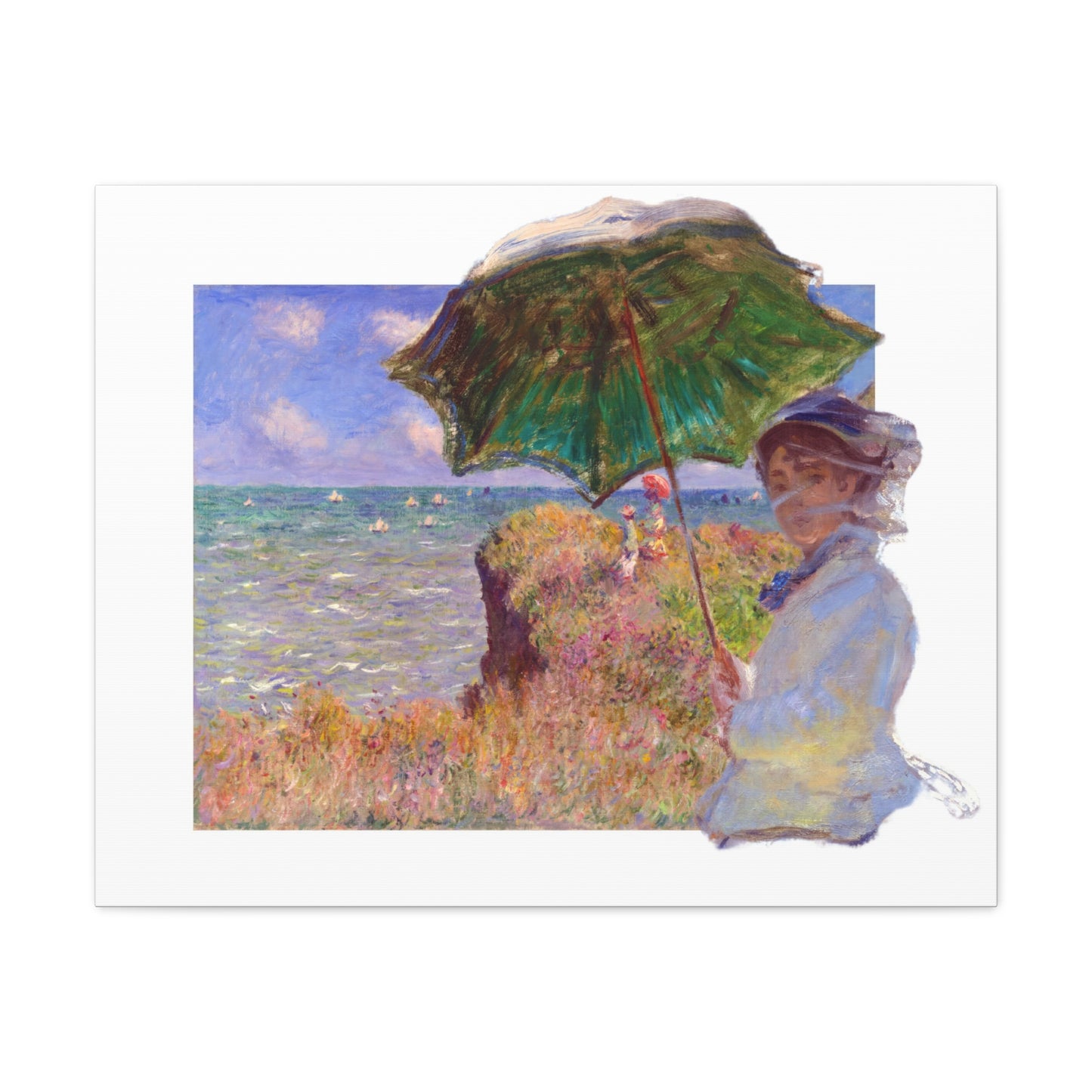 Monet - Woman with Parasol and Cliff Walk at Pourville - Canvas Wall Art