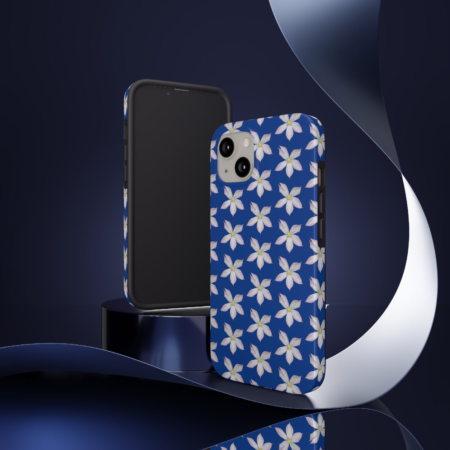 White Clematis Blue Tough Phone Case