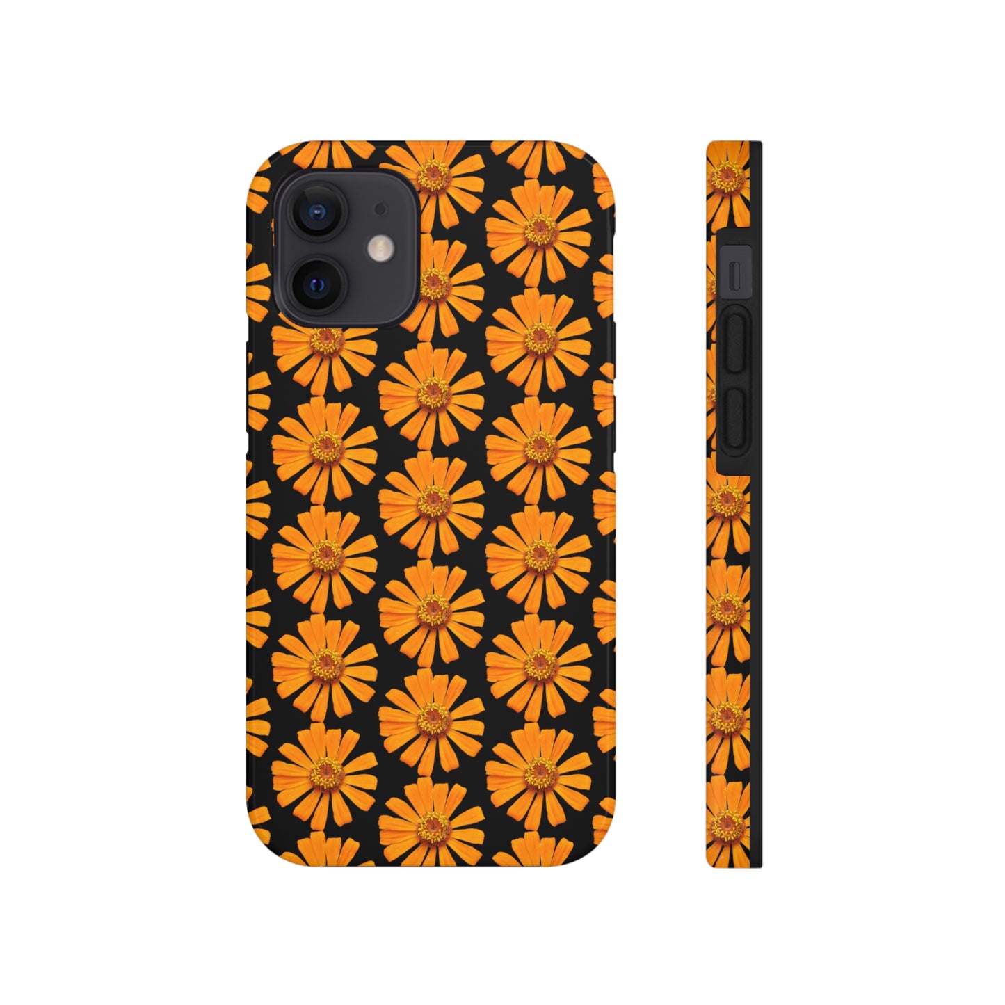 Orange Zinnia Black Tough Phone Case