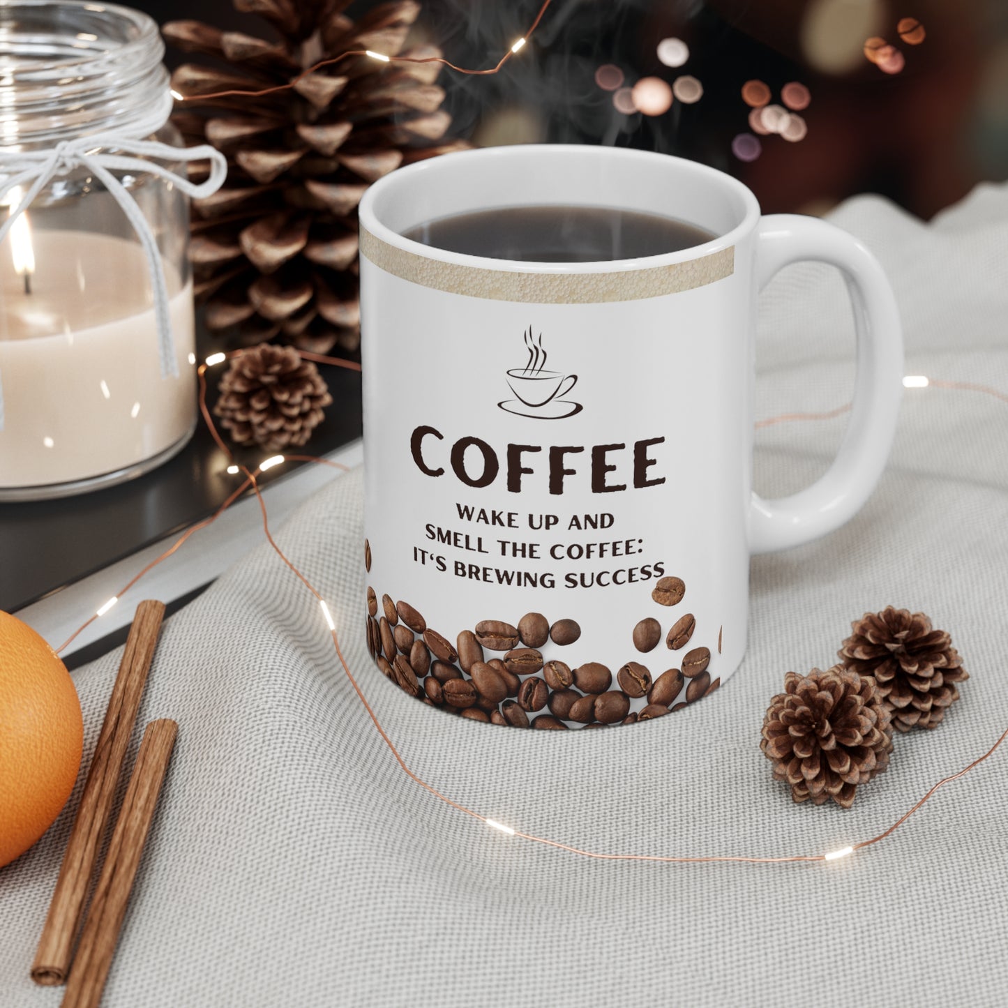 White Coffee Mug 11oz - Wake up