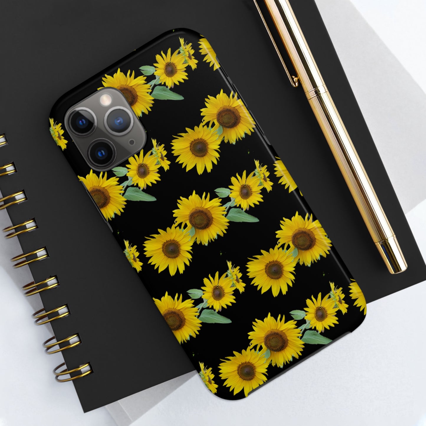 Sunflower Cluster Black Tough Phone Case