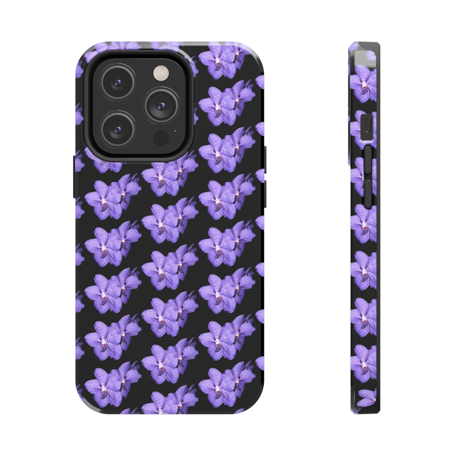 Blue Orchid Black Tough Phone Case