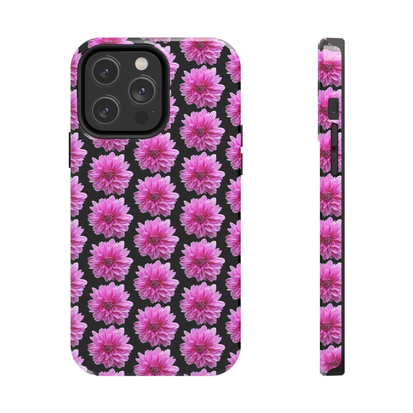 Pink Dahlia Black Tough Phone Case