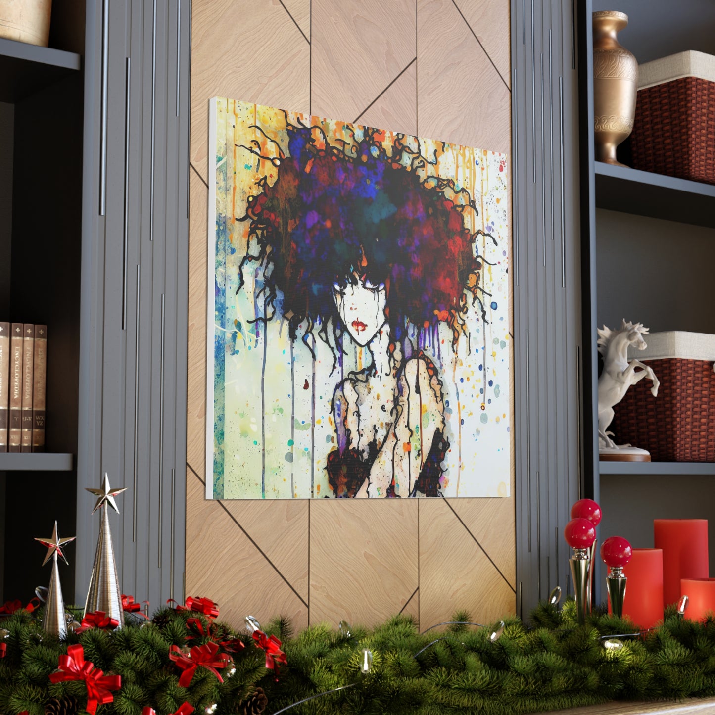 Girl with Big Hair  - Canvas Wall Art