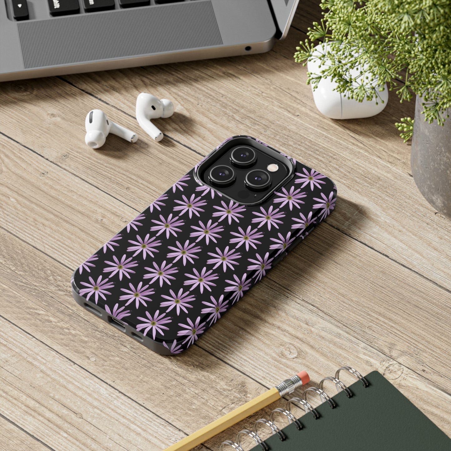 Aster Black Tough Phone Case