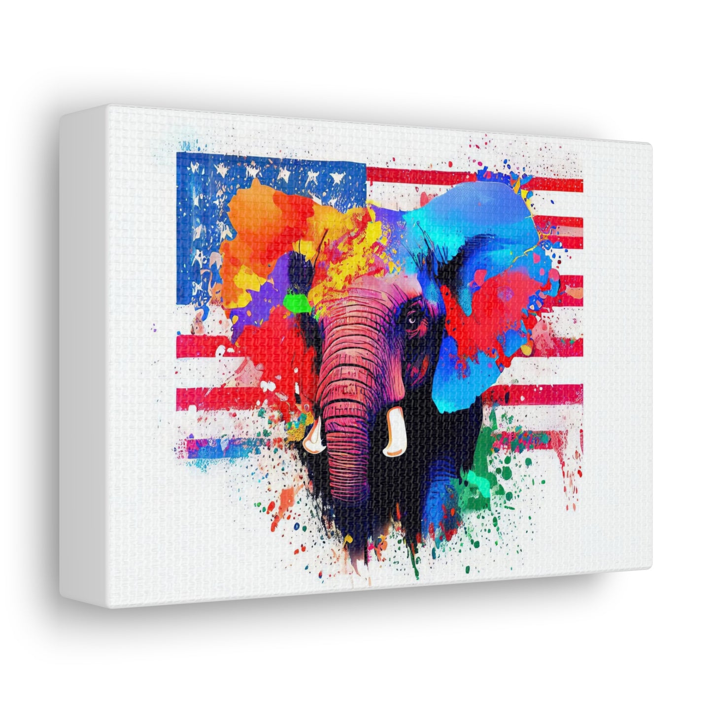 Elephant American Flag - Canvas Wall Art