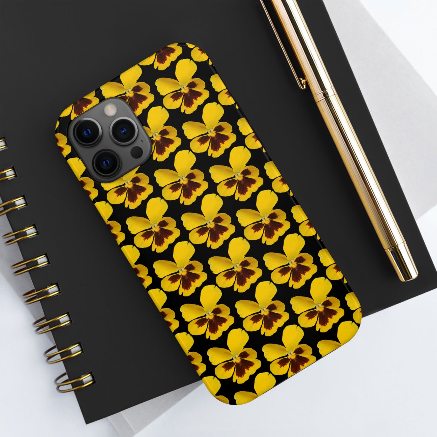 Yellow Pansy Black Tough Phone Case