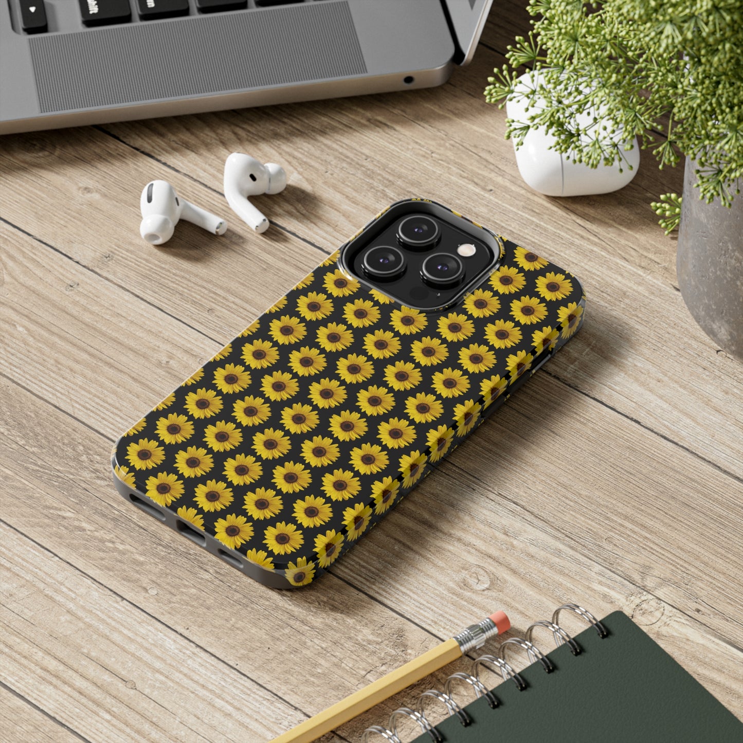 Sunflower Black Tough Phone Case