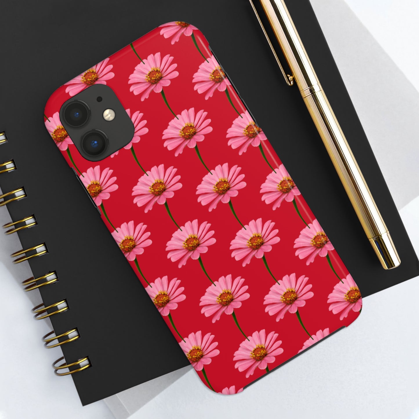 Pink Zinnia Red Tough Phone Case