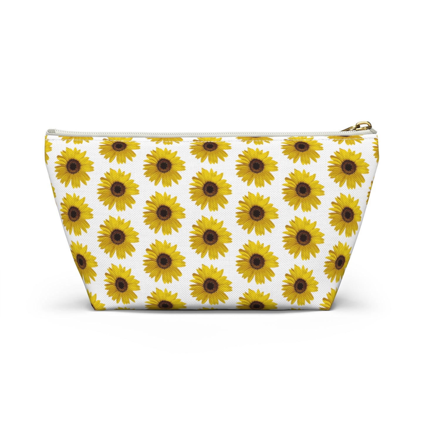 Sunflower White Accessory Pouch w T-bottom