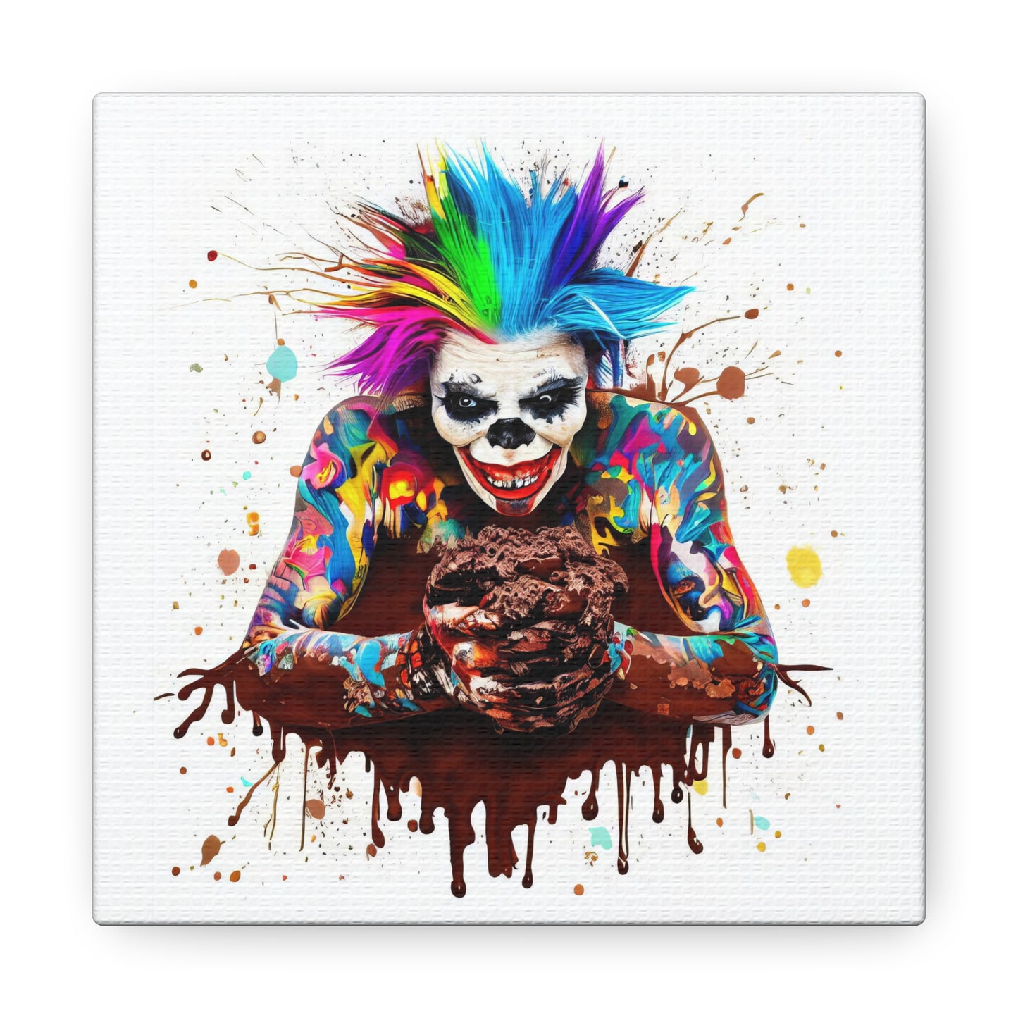 Creepy Clown Chocolate Ice Cream  - Canvas Wall Art