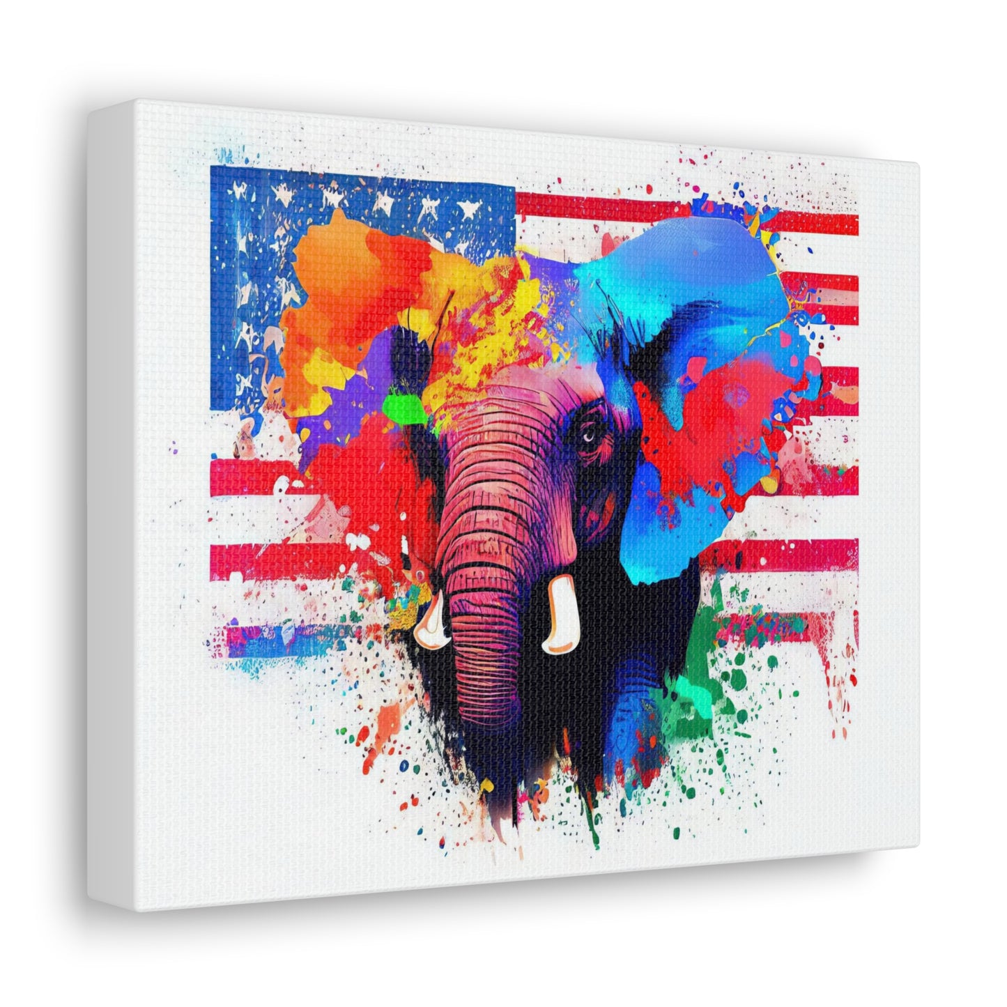 Elephant American Flag - Canvas Wall Art