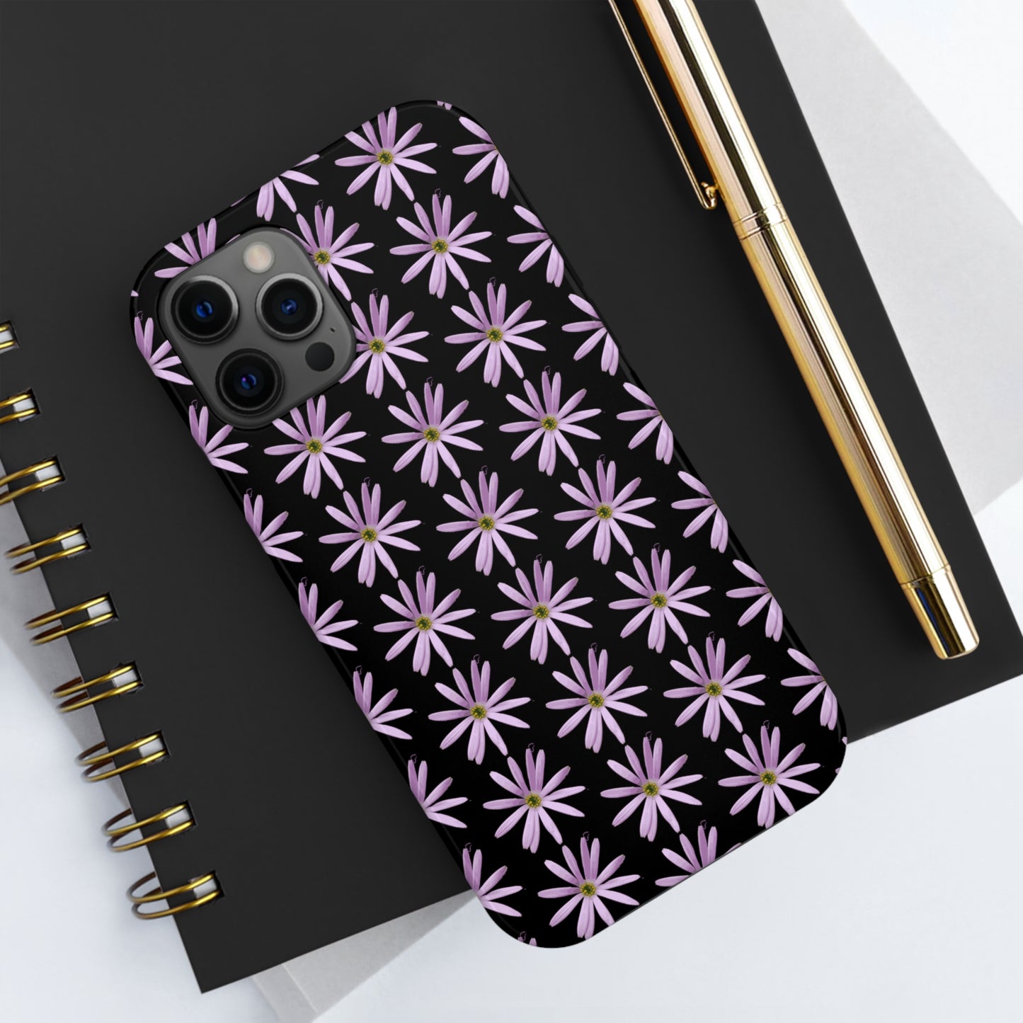 Aster Black Tough Phone Case