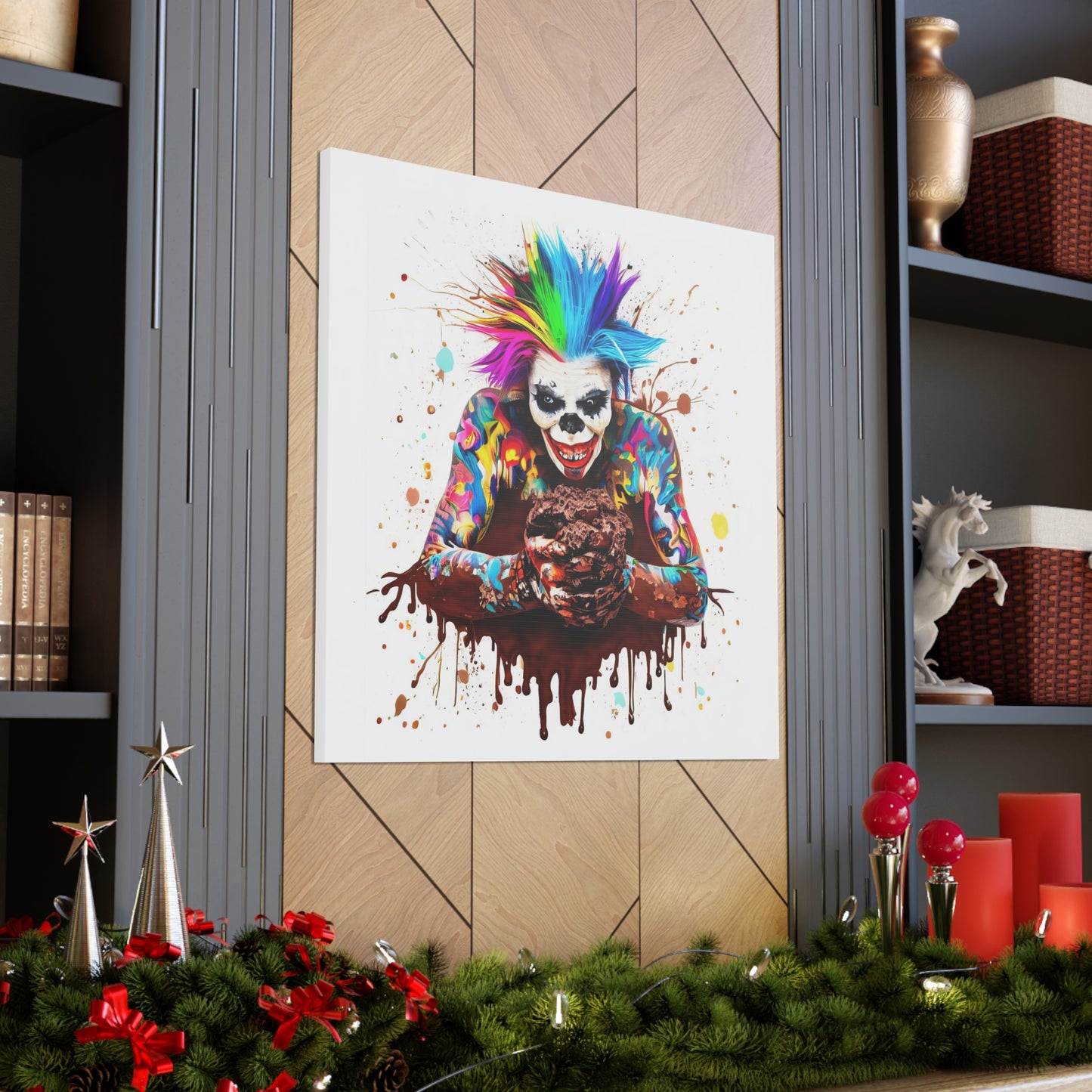 Creepy Clown Chocolate Ice Cream  - Canvas Wall Art